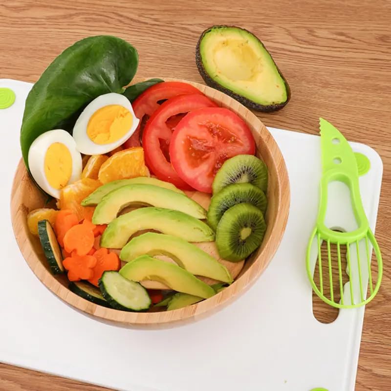 CHEFZOCO Cortador de Aguacates, Rebanador de Aguacate, Herramienta Multifuncional de Plástico y Acero Inoxidable, Verde