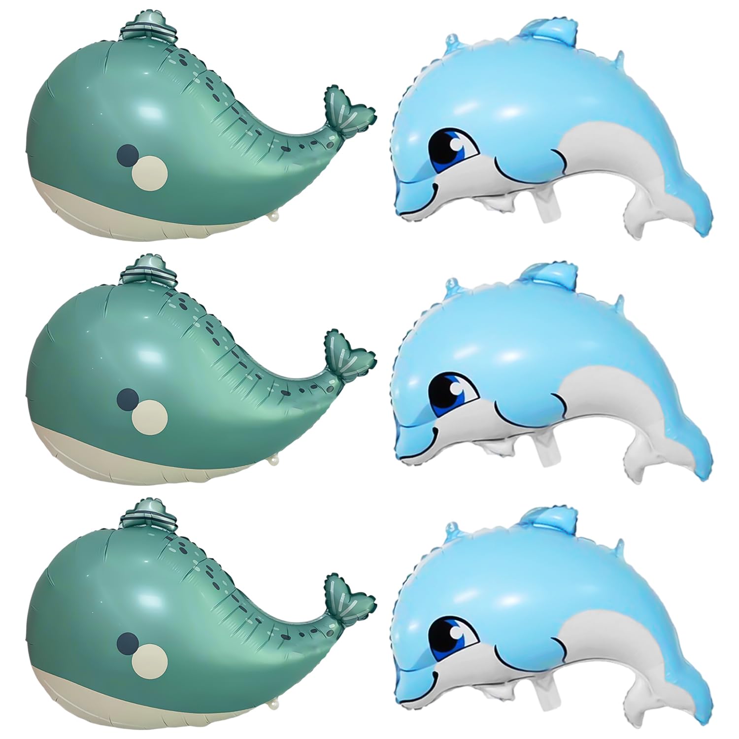 Rnskfg Blue 3 Whale Balloons And 3 Dolphin Balloons, Marine Animal Balloons, Cartoon Children's Balloons, Birthday Party Decorations.