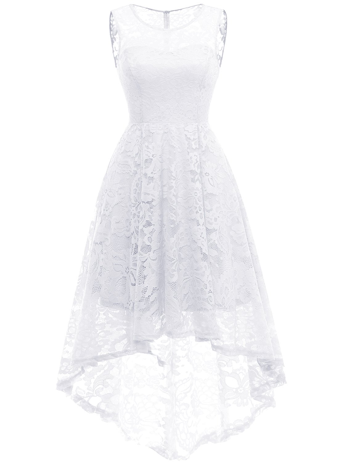 MuaDress Elegante Abendkleider Cocktailkleider Damenkleider Brautjungfernkleider aus Spitzen Knielange Rockabilly Ballkleid Rund Ausschnitt