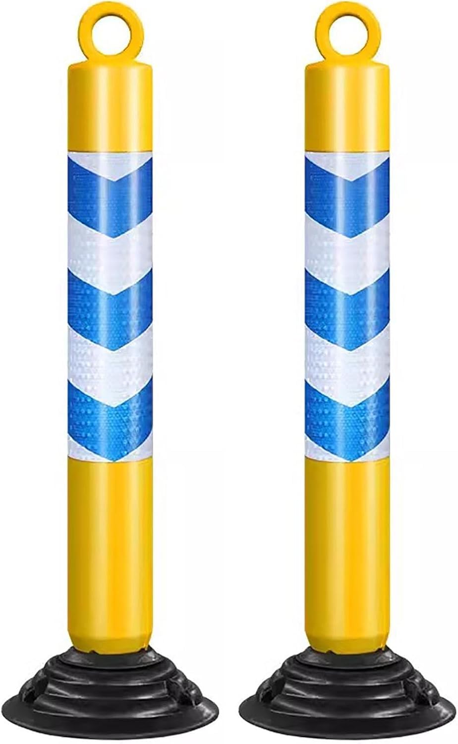 Coni riflettenti per la sicurezza stradale, alti 80 cm, flessibili, per vialetti, segnale di avvertimento, dissuasore di parcheggio, controllo della folla, in plastica, neri.