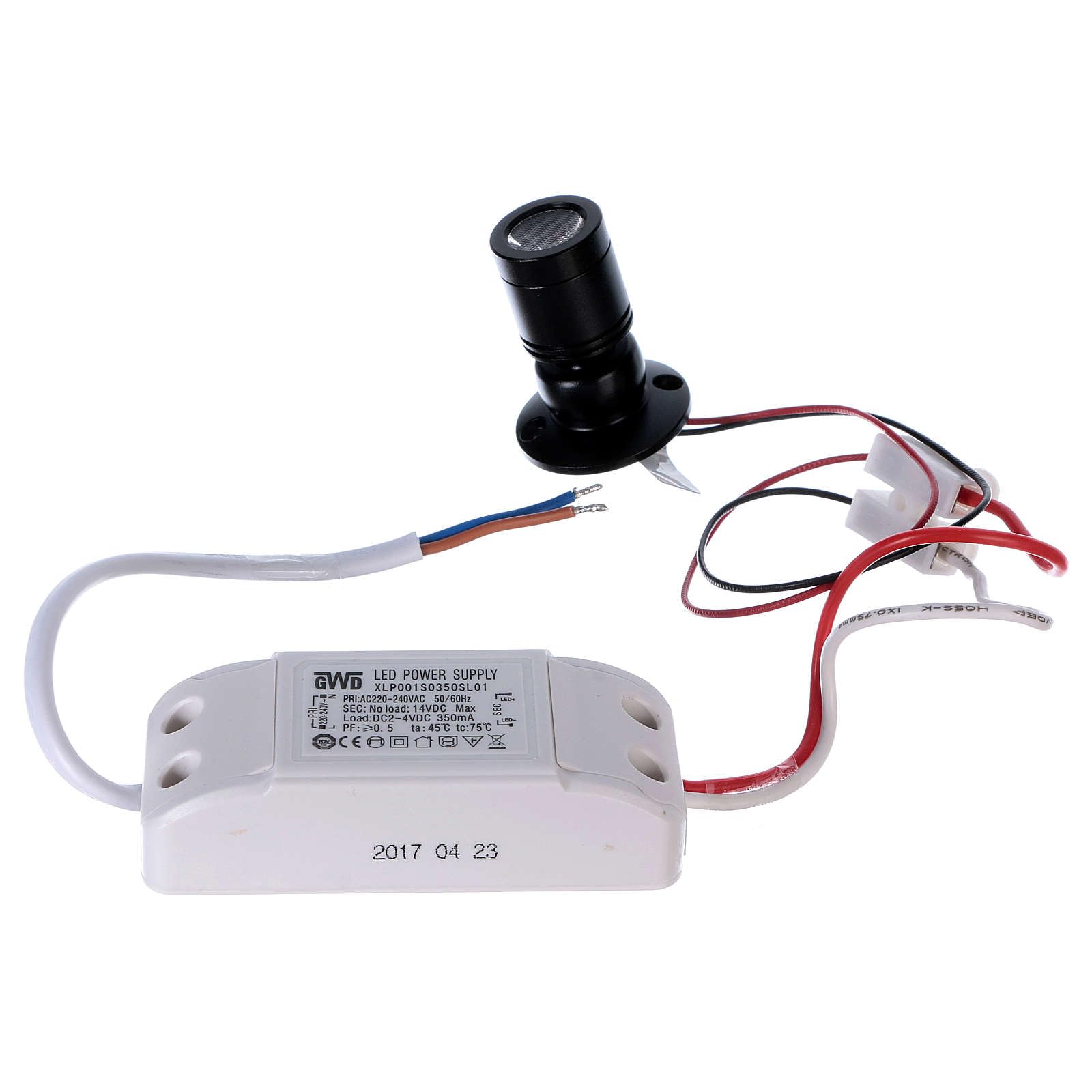 Holyart Krippenbeleuchtung und -elektrik: Ausrichtbarer Mini Led Lichpunkt 1W mit Basis für Krippe