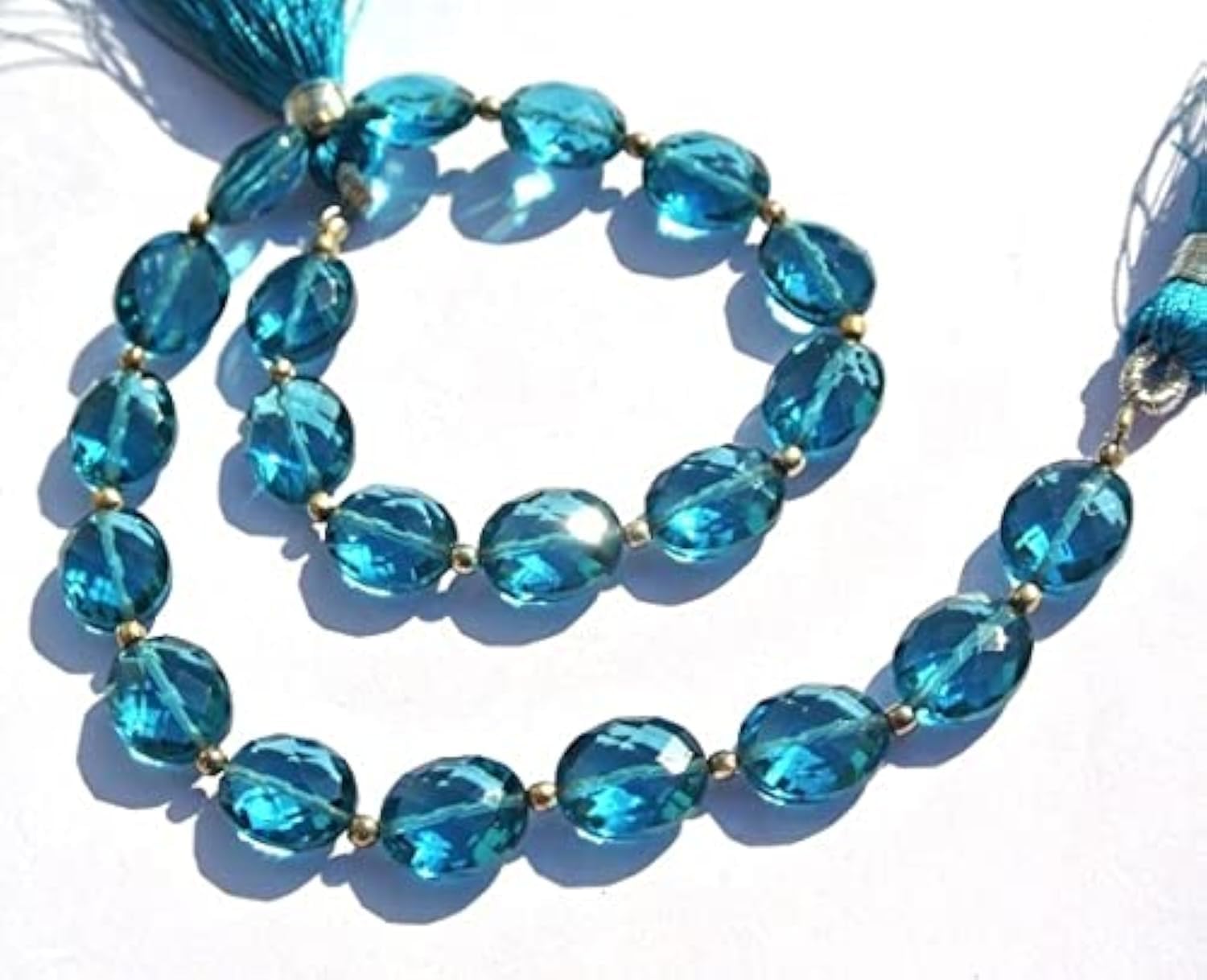 Quartz bleu teal perles facettées briolette ovale 10x8mm LKBEADS pour bijoux