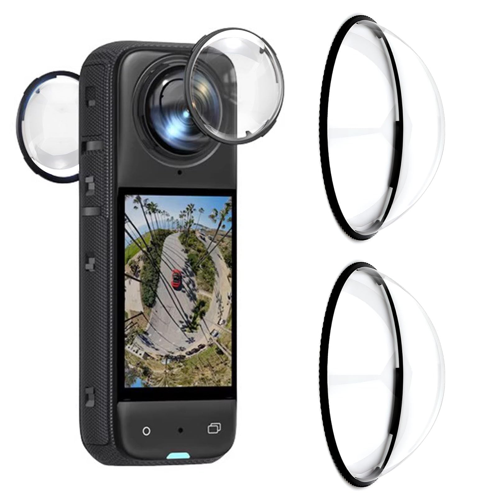Set da 2 Protezione Lenti Compatibile con Insta360 X5, in PC ad Alta Trasparenza, Accessori per Insta360 X5, Antigraffio Antiurto, Coprilente Facile da Installare