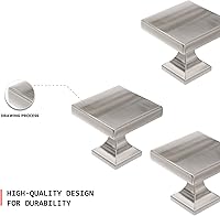 Vista 9 de homdiy 10 Pack Cabinet Knobs Brushed Nickel Drawer Knobs - Square Cabinet Knobs for Dresser Drawers Silver MO6785SNB Kitchen Cabinet Knobs Níquel