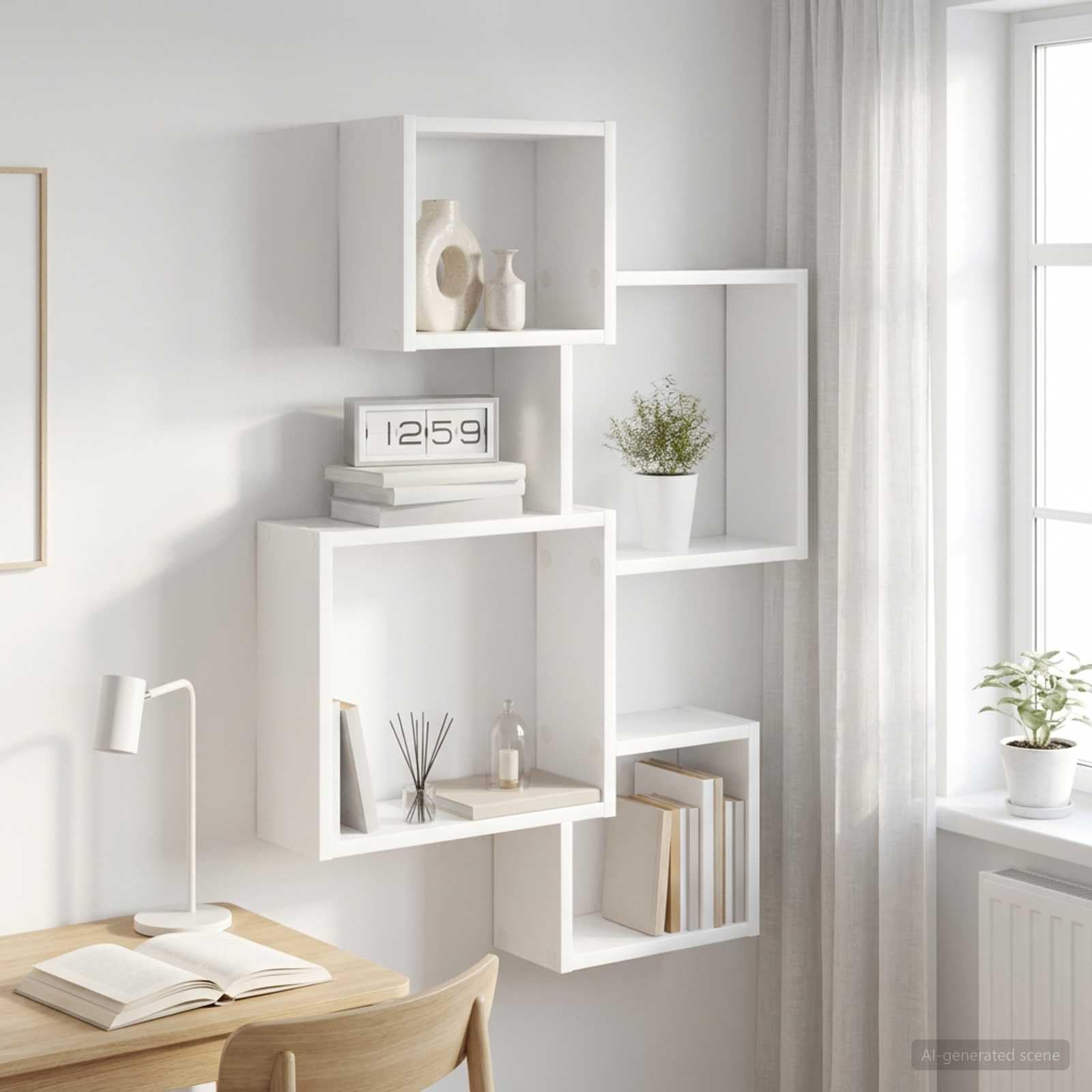 vidaXL Mensole Cubo da Parete A parete Bianco 64 x 13,5 x 91,5 cm