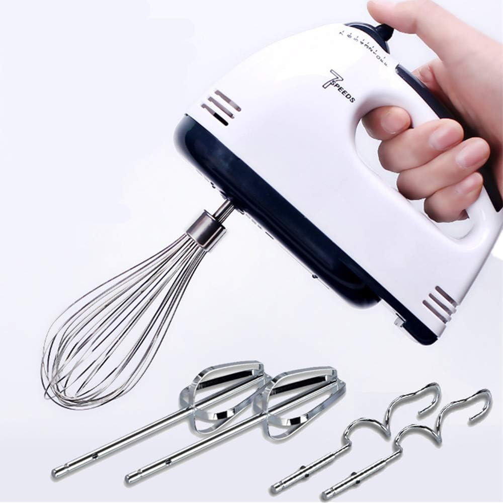 7 Speed HandMixer Electric Handheld Portable Kitchen Mixer with Easy Button and 5 Attachments 2Dough Hooks 1Whisk 2Beaters