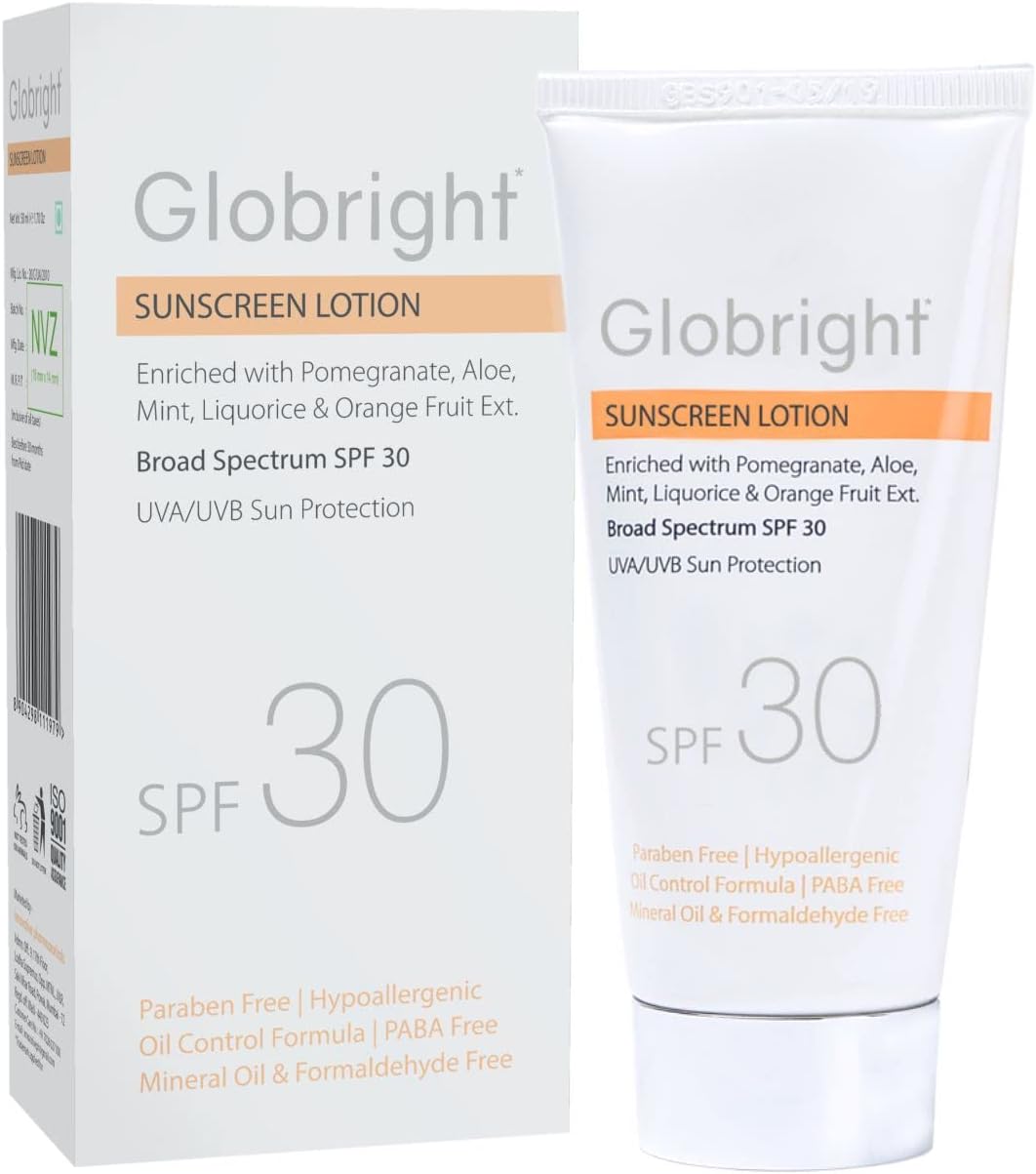 Globright Sunscreen SPF 30 Lotion | Paraben Free UVA UVB Sun Protection for Men and Women (50 ml Pack Of 1)