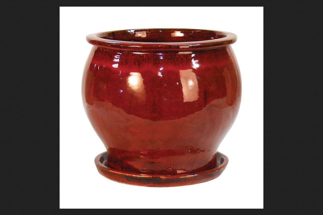 Db10021-08g Solid Studio Glazed Planter, Red, 8 (Pack of 2)