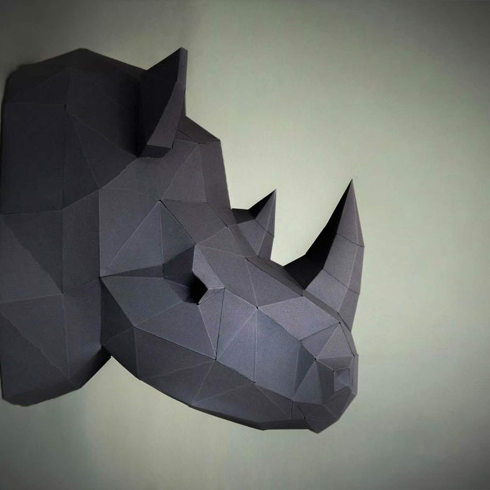 Model papierowy 3D z głową nosorożca, ręcznie wykonana, wstępnie wycięta papierowa rzeźba do geometrycznych origami, puzzli i dekoracji ścian