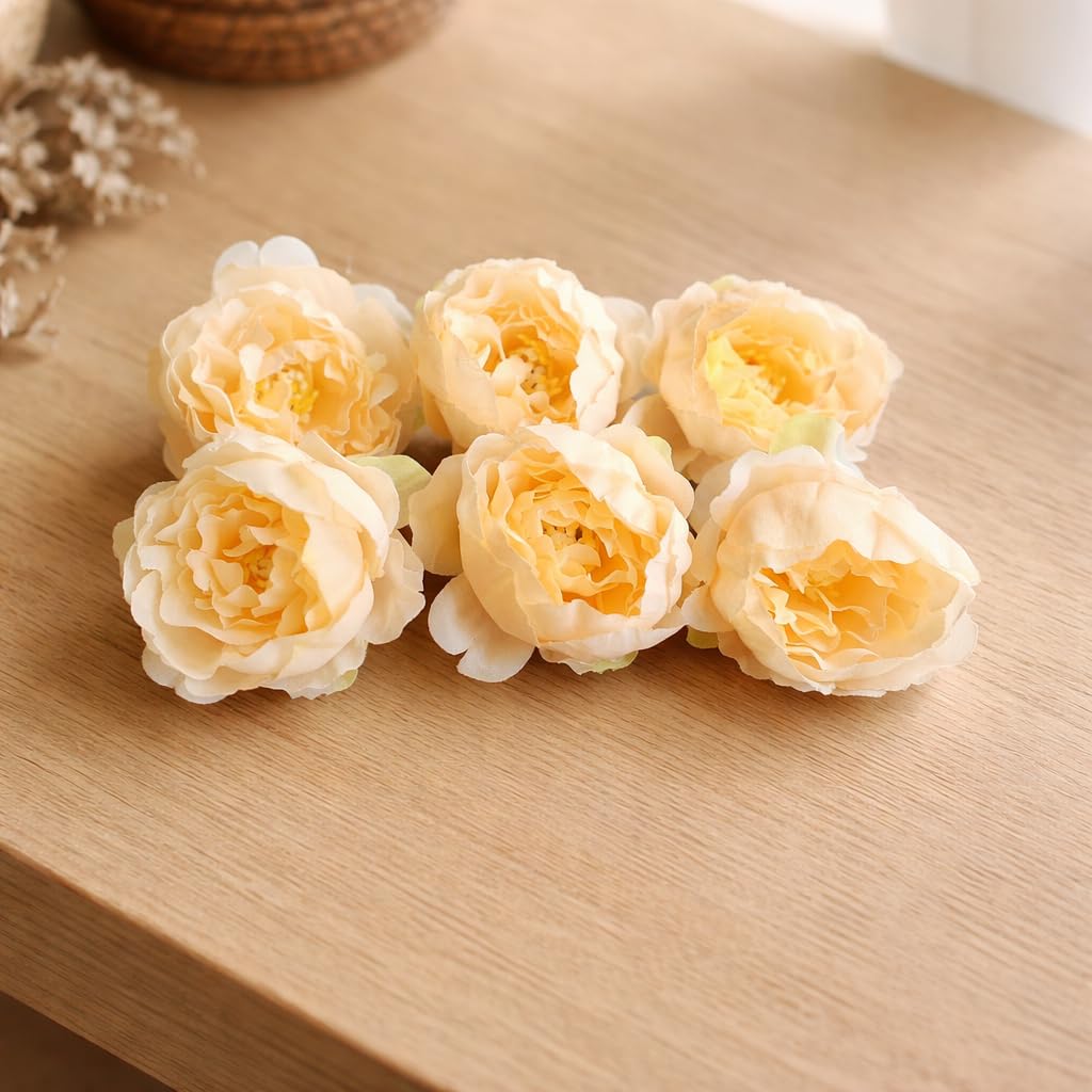 SATYAM KRAFT Camellia Artificial Rose Flower Heads – Foam Decorative Flowers for Home Decor, Wedding, Pooja, Table, Craft Projects, Vase, Gift, and Festivals, Bouquet Making(Pack of 6) (Yellow)-image-43