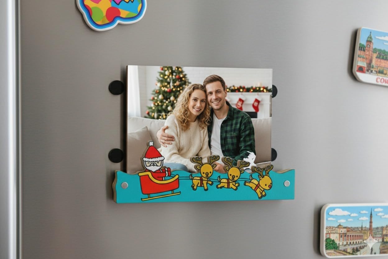 GIFTS- Magnetic Photo Frame Stand for Refrigerator | Cute Santa & Reindeer Design | Christmas Theme Fridge Magnet Photo Holder | Desk & Tabletop Picture Display (Photos not Included) GIFTS- Magnetic Photo Frame Stand for Refrigerator | Cute Santa & Reindeer Design | Christmas Theme Fridge Magnet Photo Holder | Desk & Tabletop Picture Display (Photos not Included)