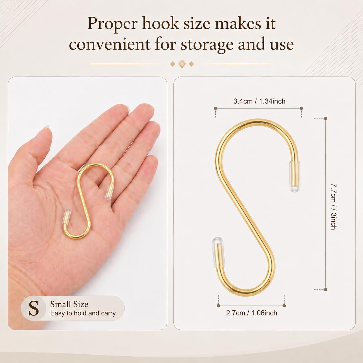 36 Pcs S Hooks for Hanging, 3 Inch, S Shaped, Gold image 2
