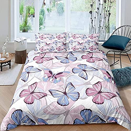 Fundas Nordicas Cama 105 Mariposa de Microfibra Suave Juego de Ropa de Cama Sognare Funda Edredon 150x220 cm y 2 Fundas de Almohada 50x75 cm con Cremallera