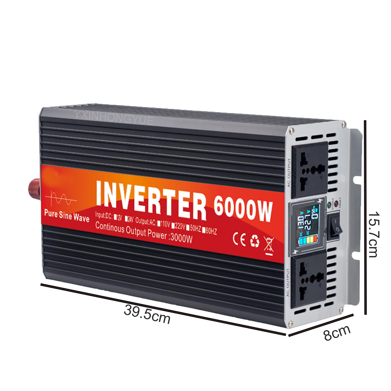Falownik samochodowy o czystej fali sinusoidalnej 12 V do 110 V, 6000 W, konwerter prądu stałego do zasilania, falownik solarny o dużej mocy do kamperów i kempingów