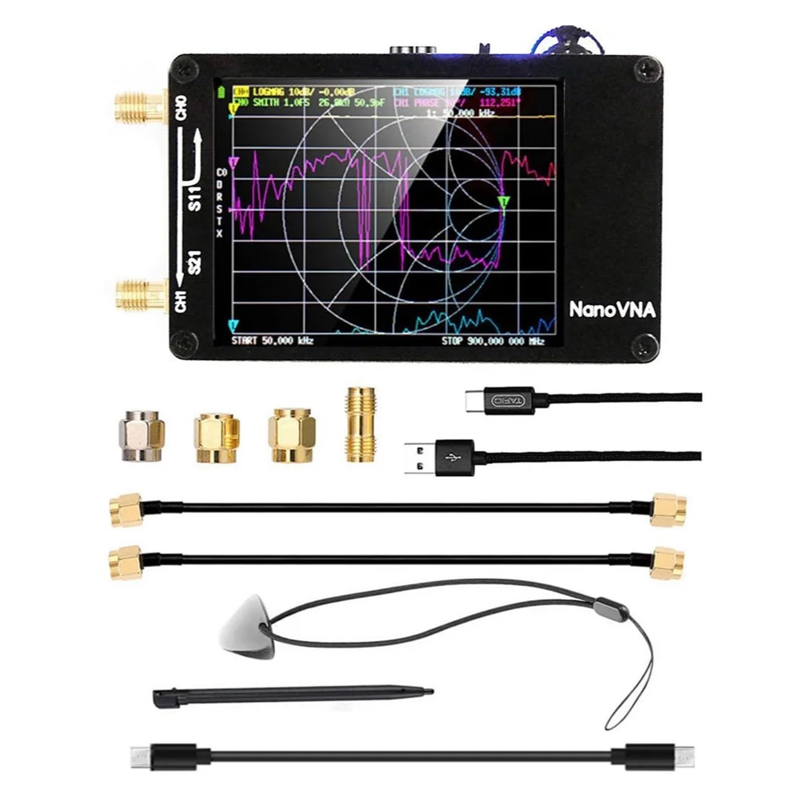 Netzwerkanalysator, Vektor-Netzwerk-Antennenanalysator NanoVNA-H 50 KHz~1,5 GHz