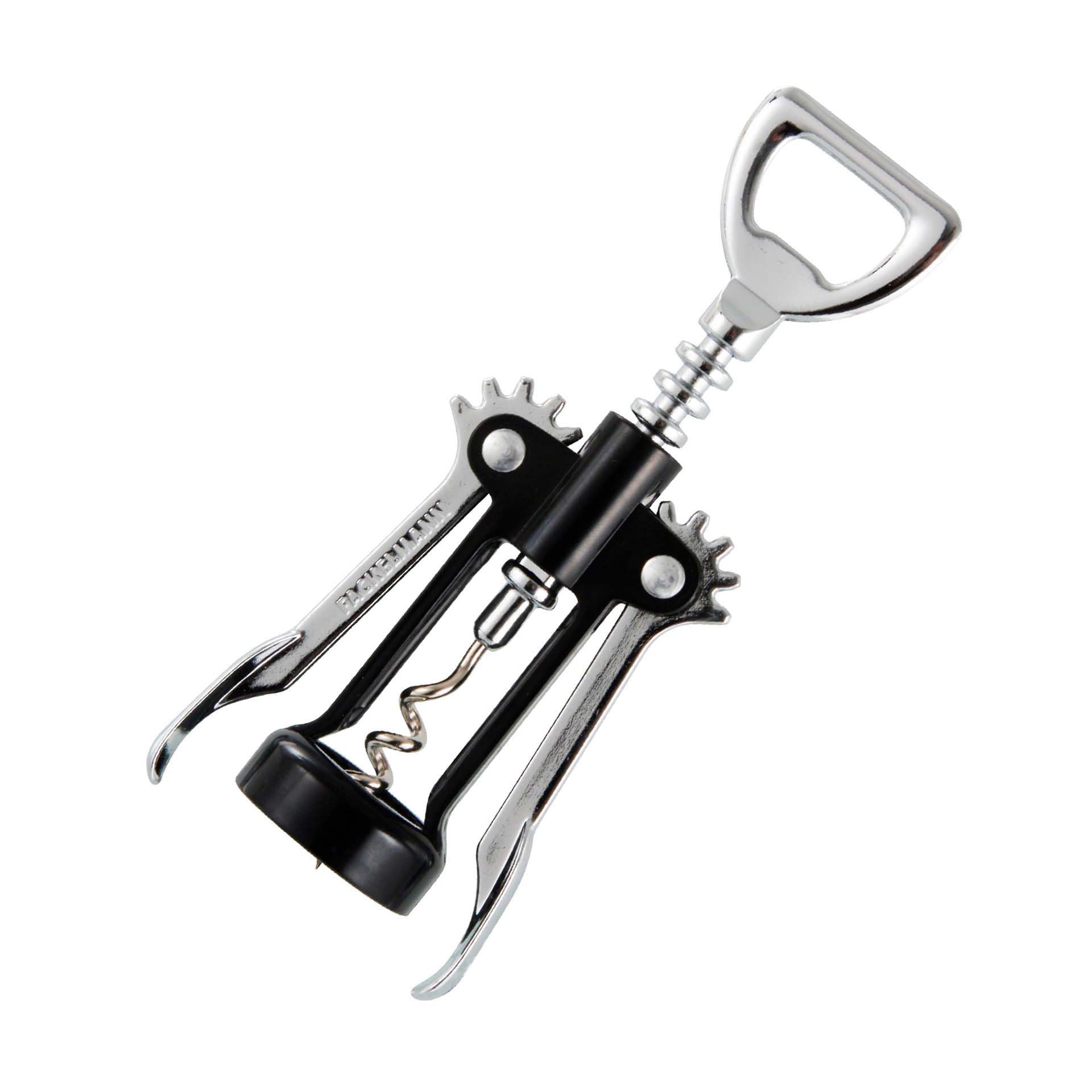 Fackelmann Cavatappi a Doppia Leva con Apri Bottiglie 16x6x4 cm, Funzionale sia per aprire tappi di bibite e birra che bottiglie di vino con tappo in Sughero e Silicone