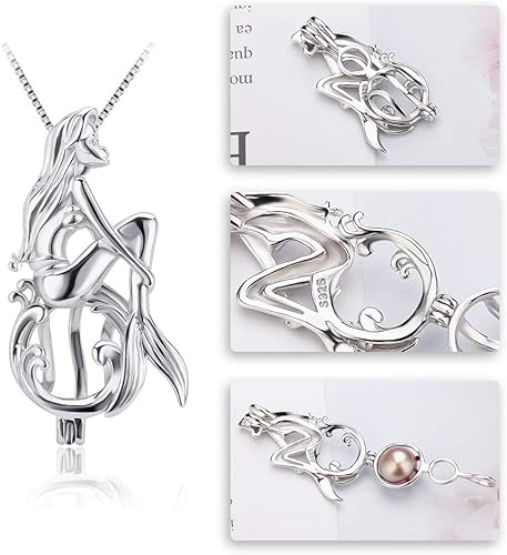 Miniatura 2 de Dije de plata de ley 925 encantada con jaula de sirena para manualidades, collares, pulseras, joyería, Metal