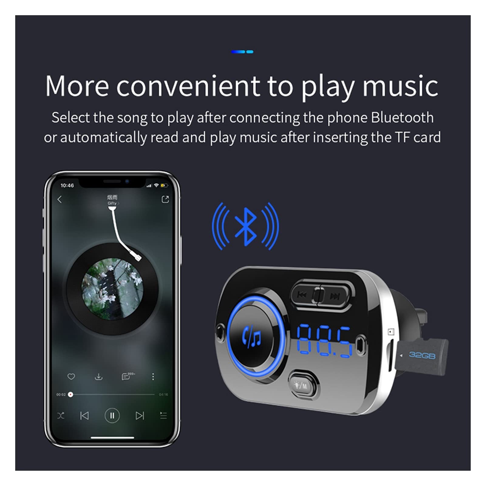 Adattatore Audio Bluetooth. Player multimediale USB Carica Veloce Bluetooth 5.0 Auto FM. Accessori per Auto trasmettitori LCD MP3. Giocatore QC 3.0 FM. Modulatore
