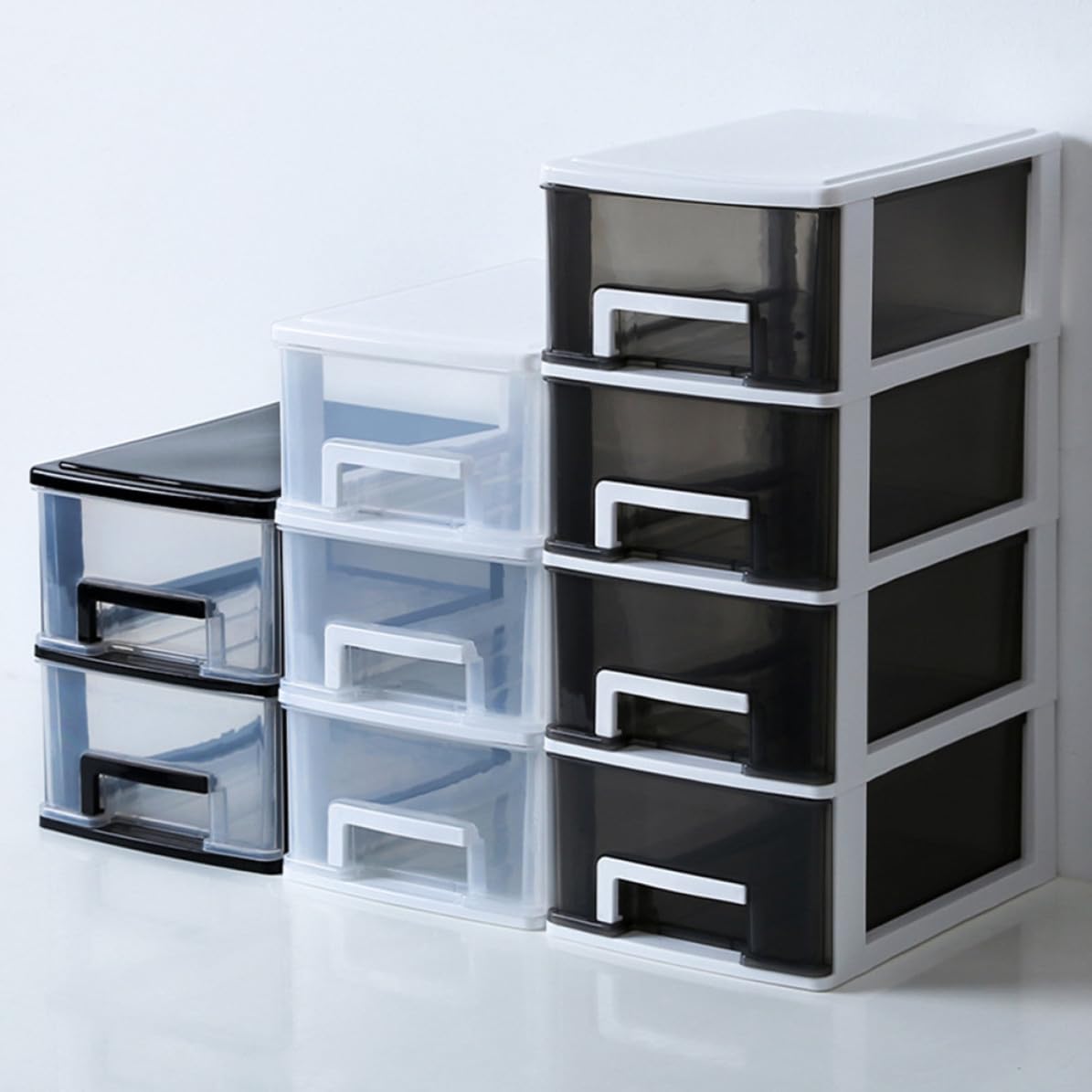 GALPADA Cassettiere Componibili in Plastica Bianca Tre Strati e Design a Cassetti, Multifunzionale e Comoda per L'organizzazione in Soggiorno e Ufficio