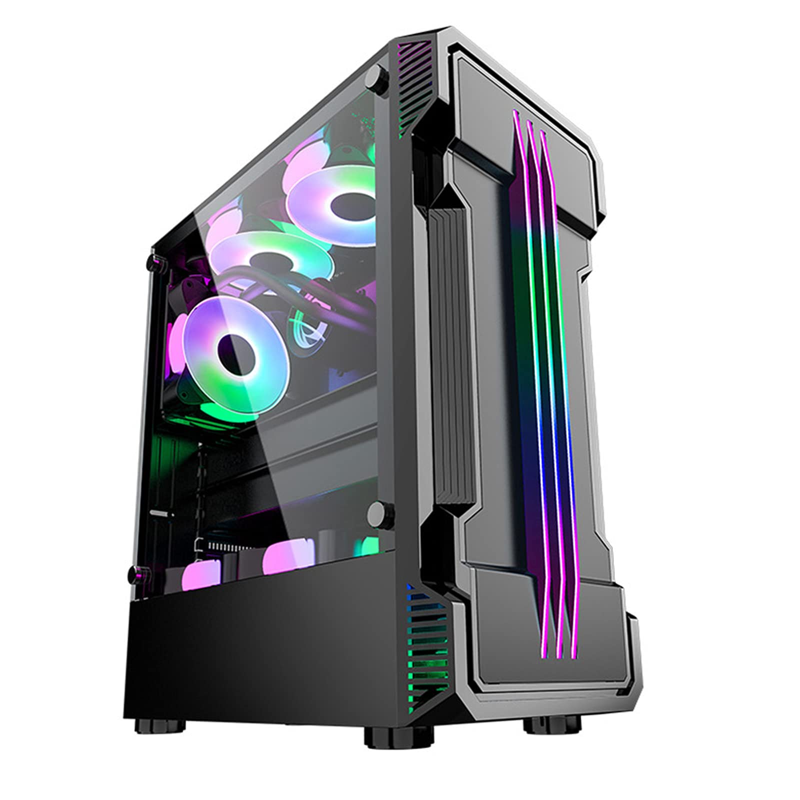 GPVHOSO ATX Mid Tower PC Case, High-Airflow, RGB Strip, Water-Cooling (Without), Top Magnetic Dust F