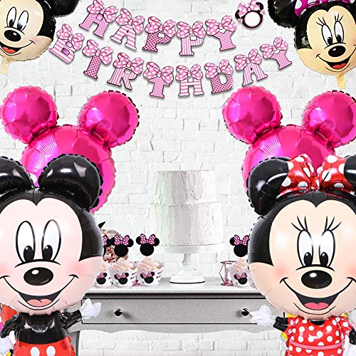 Bestzy Mickey Minnie feestdecoraties verjaardagsfeestset, Mickey ballonnen rood zwart ballonnen Mickey 1st verjaardag… - Image 4