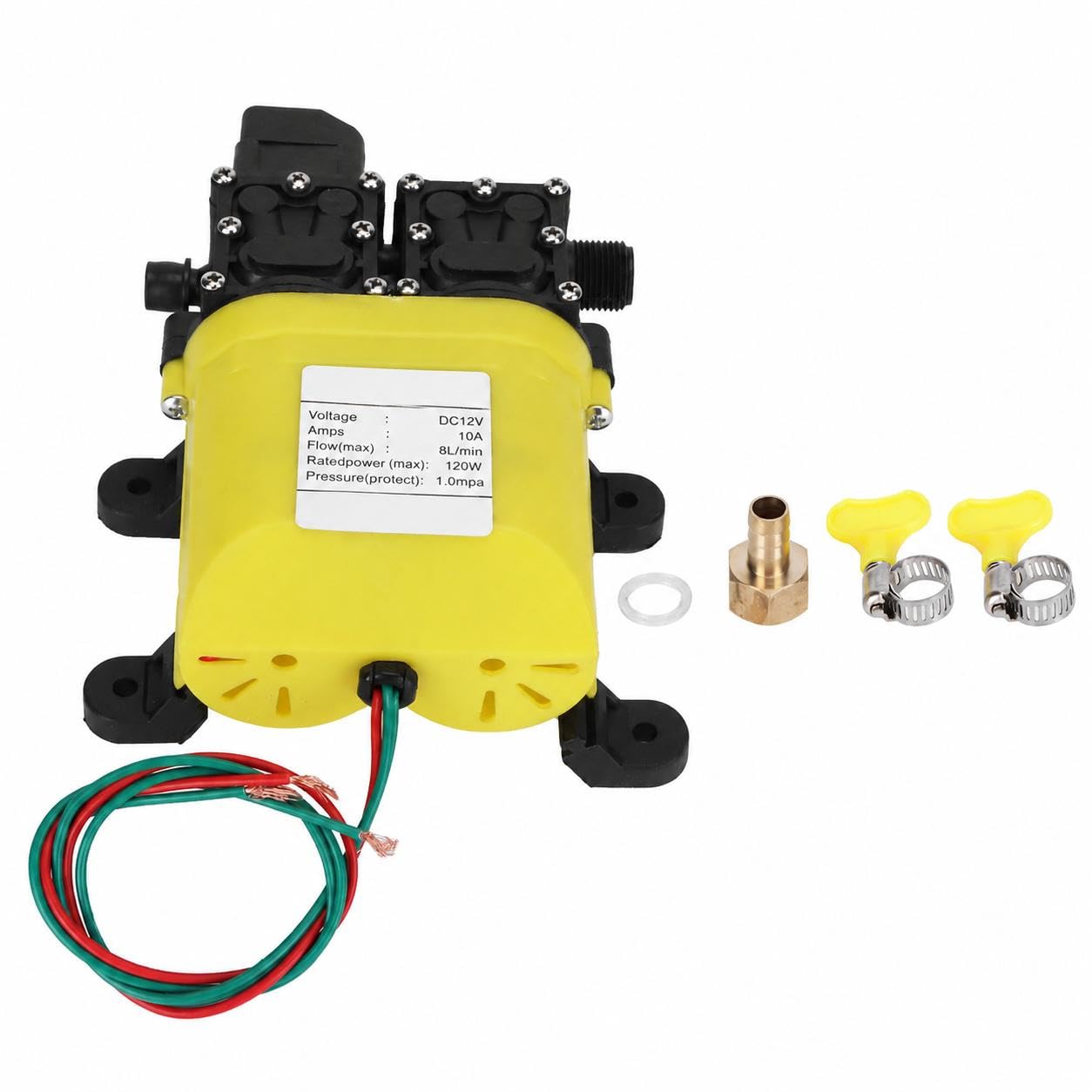 Pompa ad alta pressione a membrana da 12 V, 120 W, 8 l, con connettore in rame, iniezione automatica di acqua elettrica per giardino, prato, camper, barca
