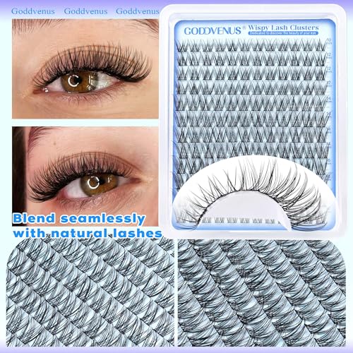 Image of Wispy Lash Clusters 10-16mm Lashes Clusters Eyelash Extensions Natural Individual Lashes 144pcs D Curl Lash Extension DIY Soft Comfortable Eyelash Clusters with Cotton Band