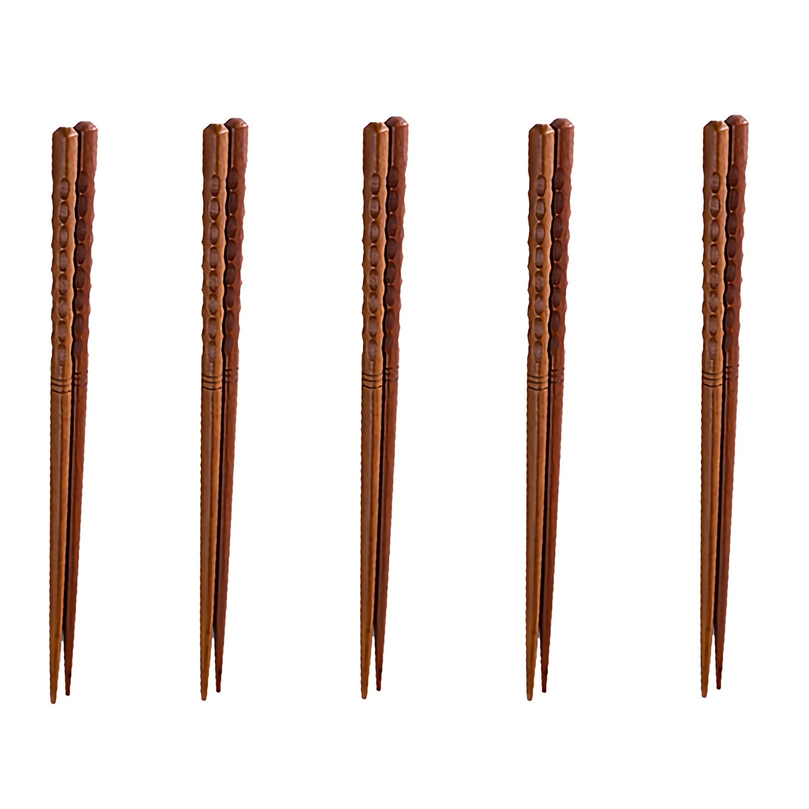 5 paires de baguettes réutilisables, des baguettes en bois Set Style japonais, des bâtons de hachage réutilisables de 9 "pour la nourriture asiatique