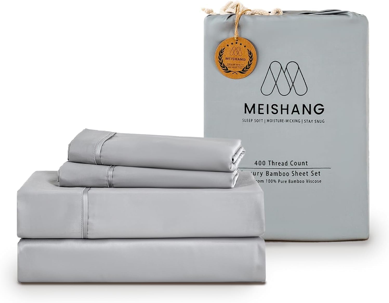 MEISHANG Bamboo Sheet Set Full Size 100 Pure Organic
