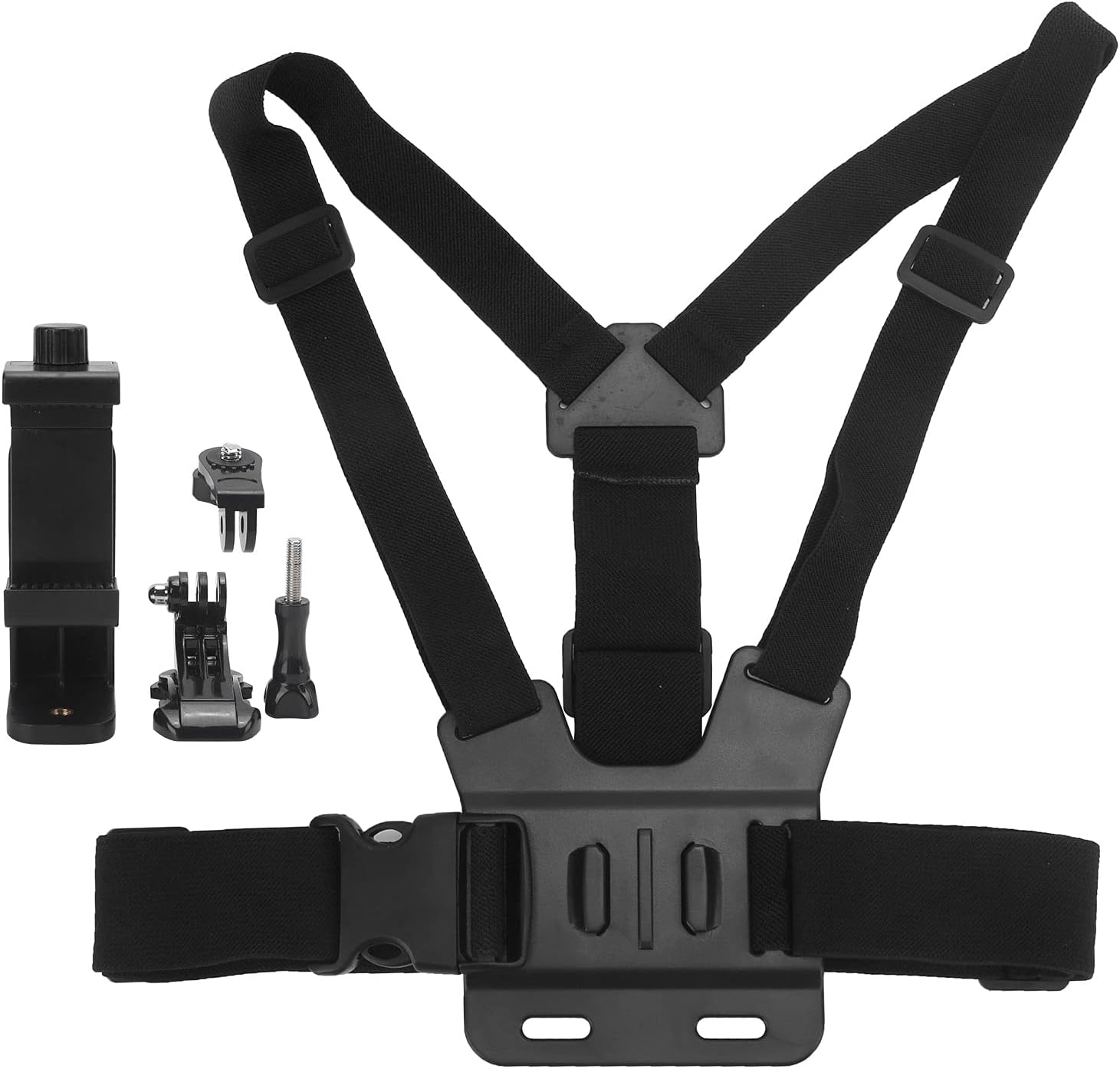 Tefola Chest Mount Strap Harness Chesty Body Mount Compatible for Sport Camera Mobile Phone, Adjustable Phone Clip Holder with Chest Strap Fixation Bracket
