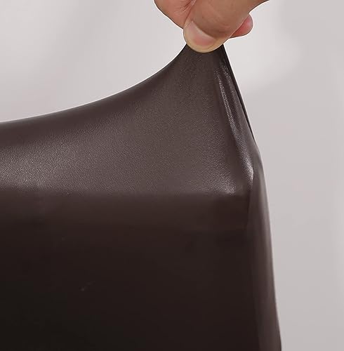 Miniatura 4 de Mengsite Fundas para sillas de comedor, fundas elásticas sin brazos, extraíbles e impermeables de piel sintética (juego de 6, chocolate)
