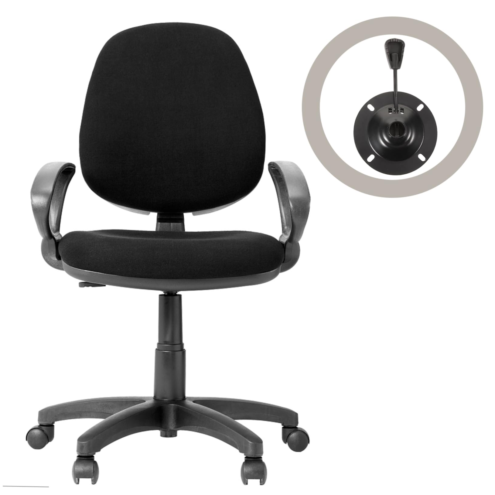 SHINEOFI Base Giratoria de Silla de Escritorio Negra de Hierro, 3 Piezas | Placa Redonda, Control de Inclinación, Pieza de Repuesto para Silla Giratoria
