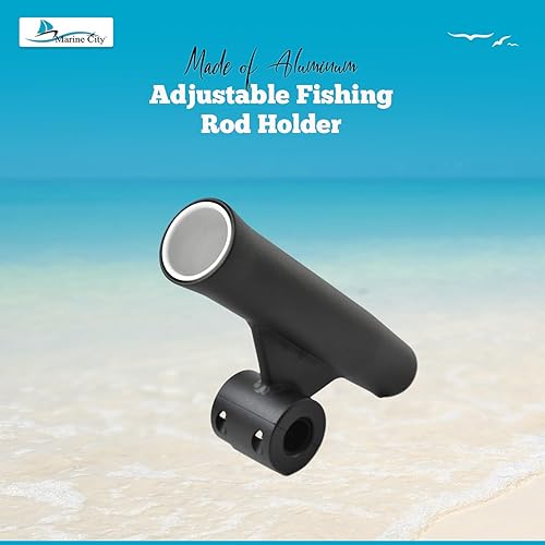 Miniatura 2 de Marine City Soporte ajustable para caña de pescar ajustable con acabado anodizado negro con acabado de aluminio para soldadura, vinilo blanco