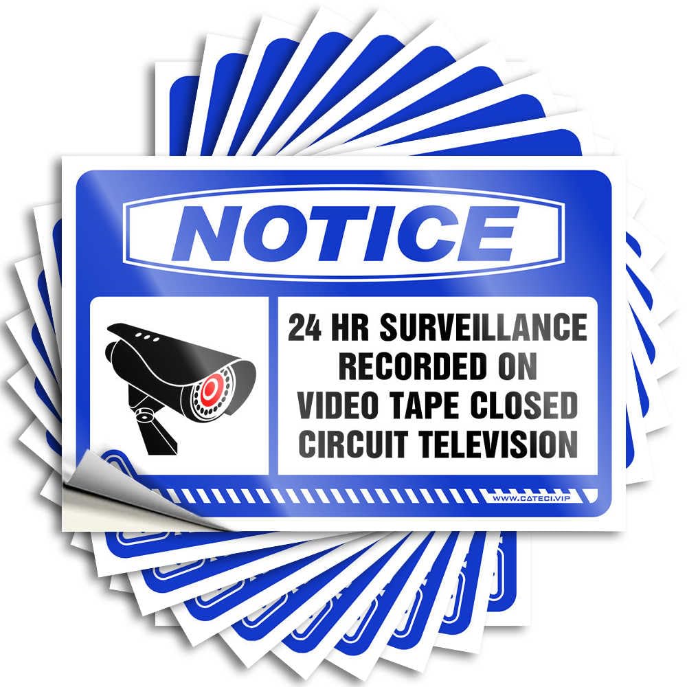 Stickers for Your Car 24 Hours Surveillance Warning Video Recorded CCTV Decals 10 Funny Truck Stickers (8 x 12 cm)