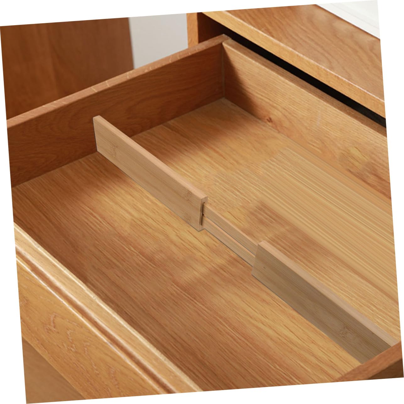 Holibanna 2stücke Verstellbarer Bambus Schubladentrenner Ausziehbare Küchenschrank Organizer Trennwände Praktische Besteckeinteilung Für Küche Bad Und Büro Langlebig Und Platzsparend