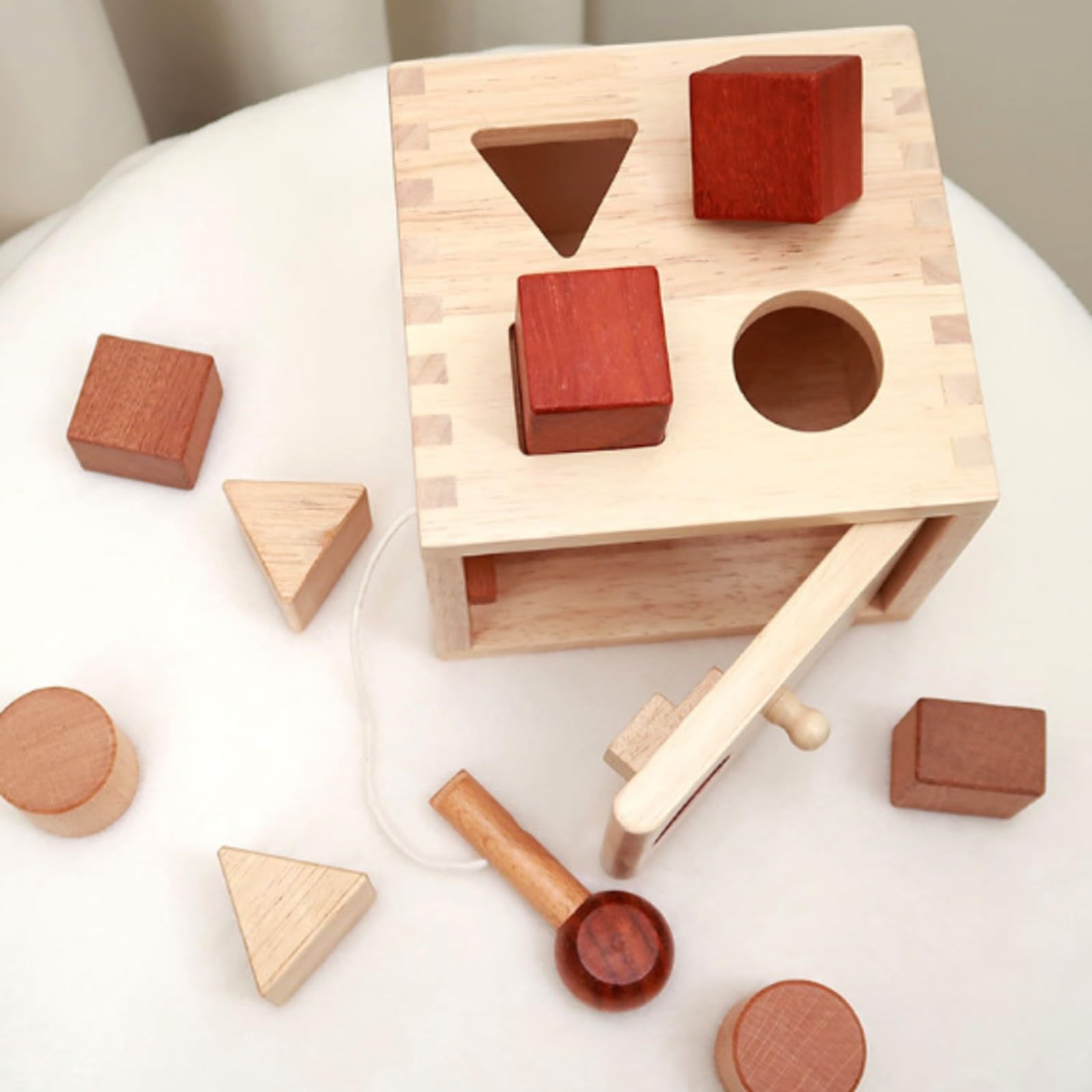 Boîte à Formes en Bois Massif Éducatif Boîte D'éveil Blocs en Bois Pratique Assorti pr Nrrisso -Pits, Bébés
