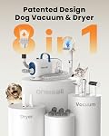 Oneisall 8 en 1 Aspirateur et séchoir pour chiens pour le toilettage, tondeuses pour animaux avec lames en métal, souffleur à vitesse et température réglables