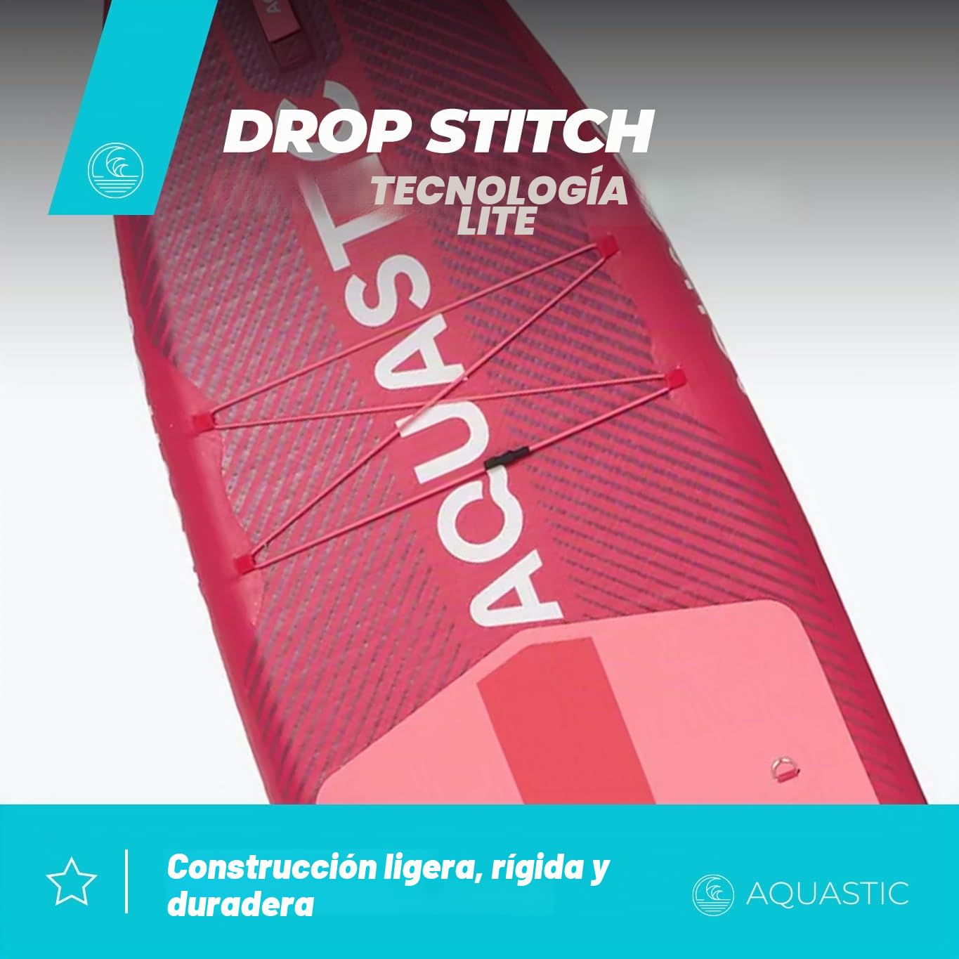 AQUASTIC Perth 9'10″ Tabla Hinchable de Sup | Forma Integral | Drop Stitch Lite | 300 × 76 × 12 cm | Desplazamiento de 320 L | Carga máxima de 100 kg | Espuma EVA 3 mm | Mango de Anillo en D |