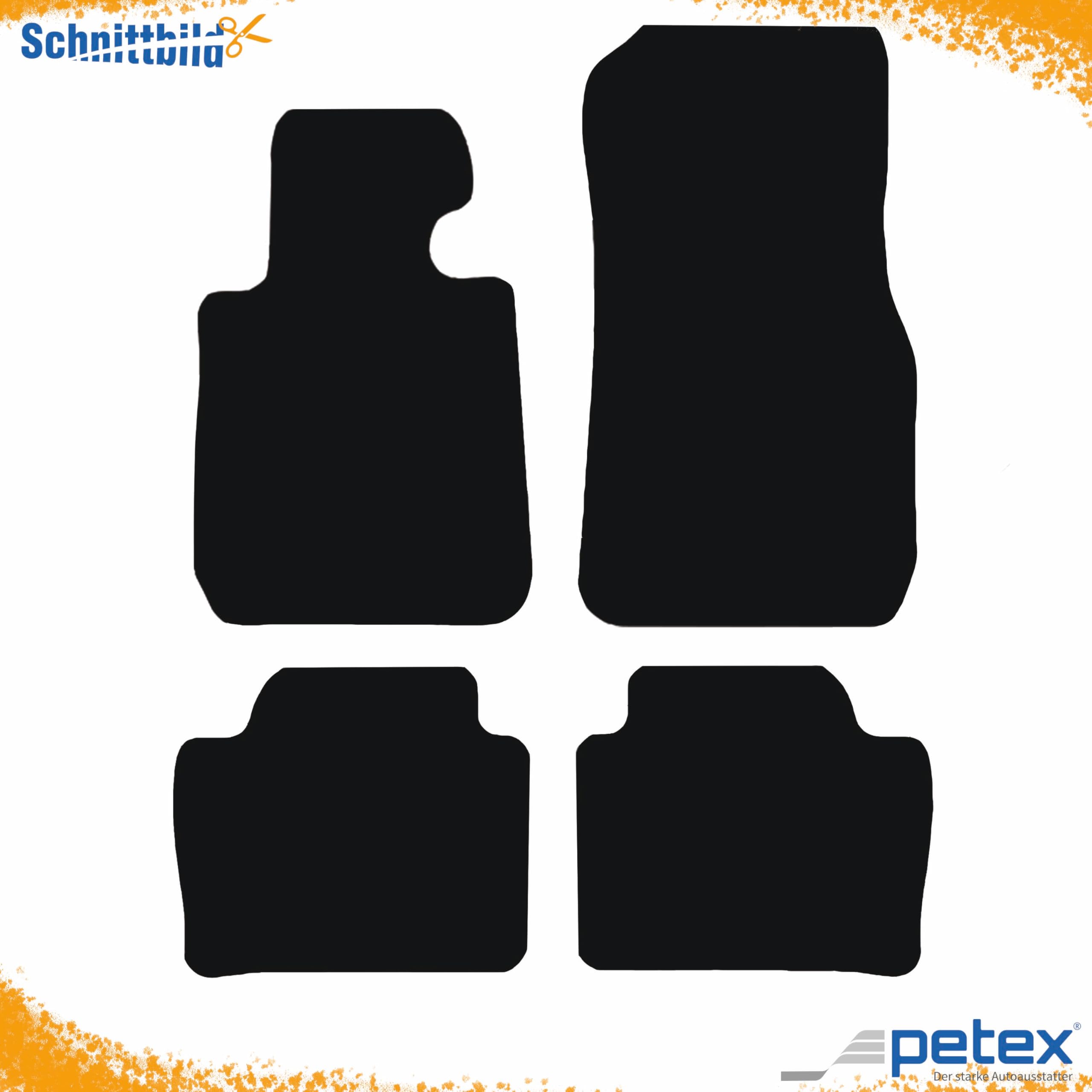 PETEX Lot de 4 Tapis de Sol de Voiture en Velours Pluto, pour BMW Série 3 (F30) à partir de 02/2012 à 02/2019 / Série 3 (F31) Touring à partir de 09/2012-02/2019, Noir