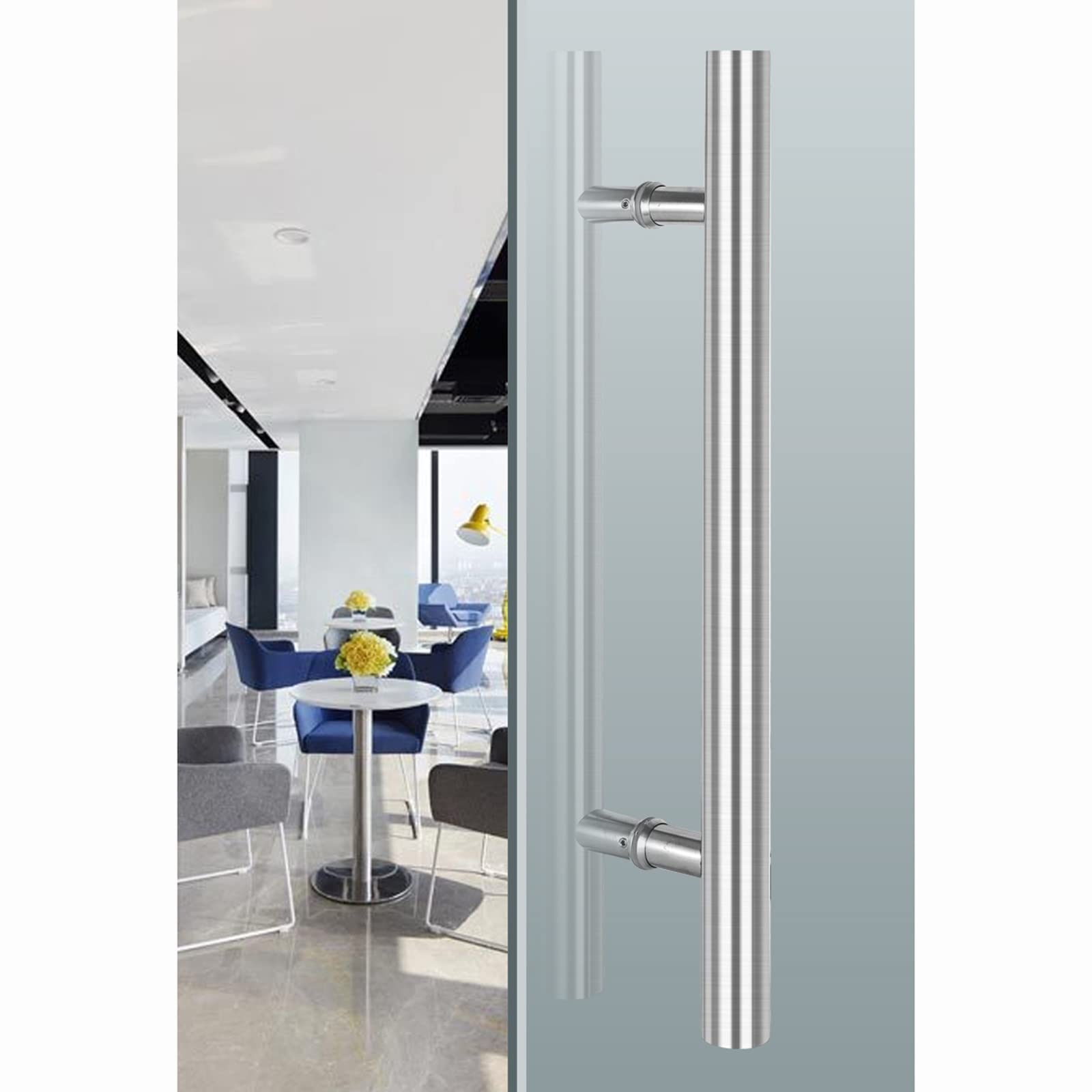 Cwcqgh Brushed Sliding Barn Door Handle Pull Push Door Handles, Heavy Duty Pulls Handle For Shed, Barn, Commercial Glass Door, Stainless Steel Finish, Easy Installation,-180Cm/70.9In - 140Cm