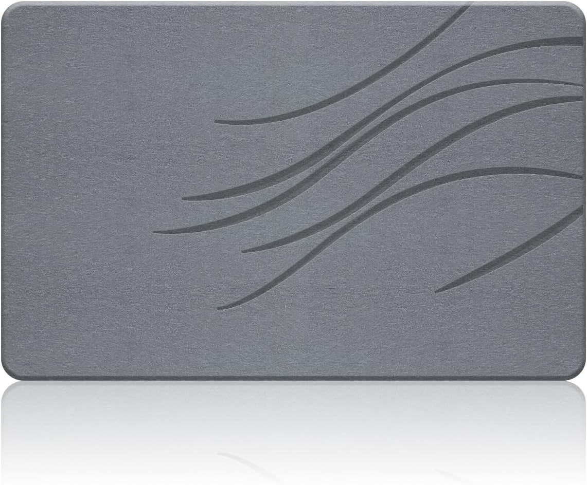 Stone Bath Mat, Diatomite Fast Drying Non Slip Stone Shower Mat, Super Absorbent for Bathroom & Kitchen, Multi-Use as Pet Mat, Easy to Clean 16"x24", Gray - Image 9