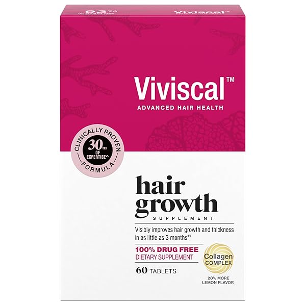 Viviscal Hair Growth Supplements For Women For Thicker, Fuller Hair, Nourishes Thinning & Loss, With Proprietary Collagen Complex, 60 Tablets, 1 Month Supply