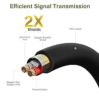 Vista 3 de Elecan Cable adaptador DMX DMX512 hembra a 3 pines XLR macho DMX Turnaround de 0.5 pies/2 unidades, transmisión de señal premium para micrófono