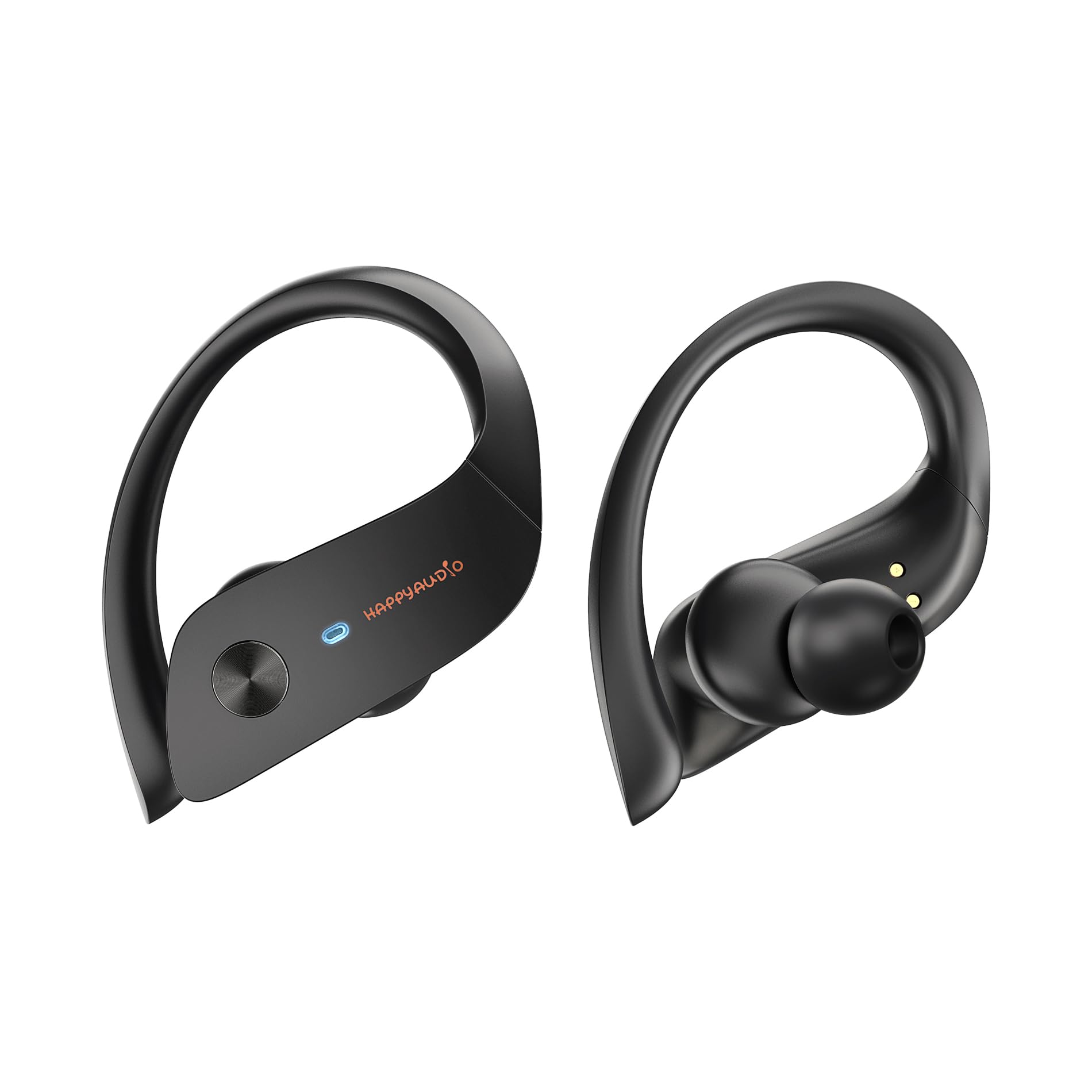 HAPPYAUDIO Ecouteurs Bluetooth sans Fil Sport,56H Ecouteurs Bluetooth Sport 5.3 HiFi Stéréo avec Antibruit - Ecouteurs sans Fil avec 2 ENC Mic,IP6 Étanche Bouton de Contrôle Écran LED