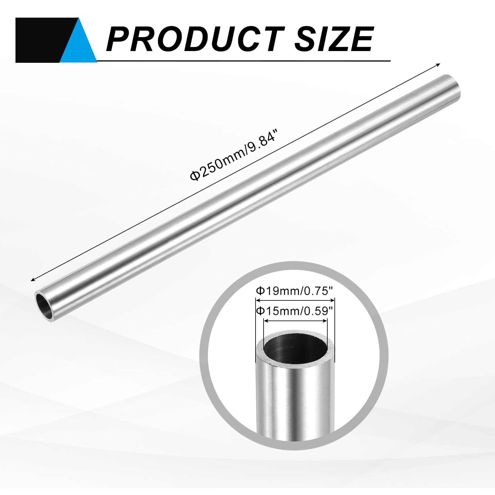 304 Edelstahlrohr – 15 Mm Innendurchmesser, 19 Mm Außendurchmesser, 250 Mm Länge, Nahtlos, Für Industrie & DIY