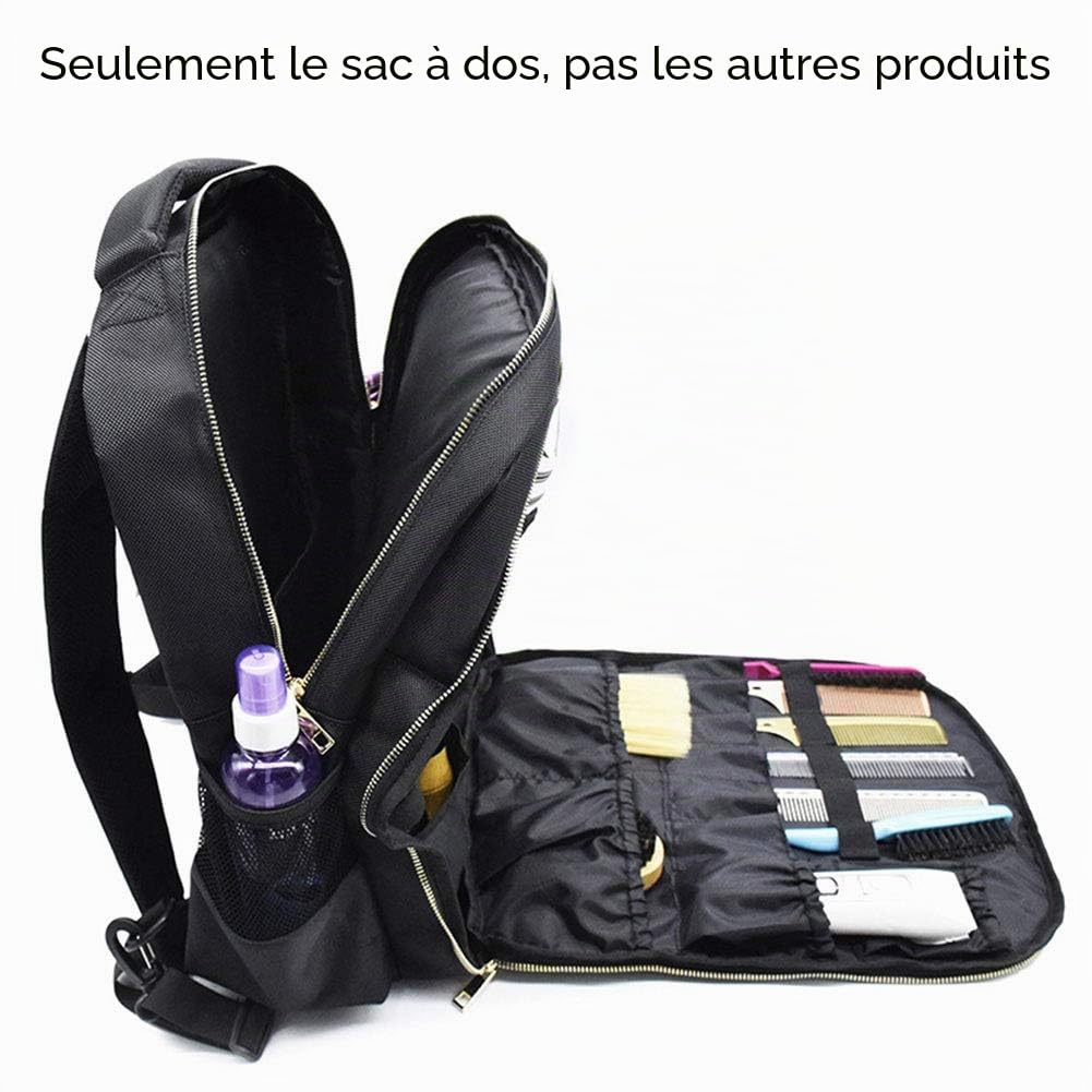 GeKLok Sac à dos de barbier, sac à dos portable pour coiffeur, sac à dos de coiffeur, sac à outils de maquillage pour outils de grande capacité, organisateur de cosmétiques
