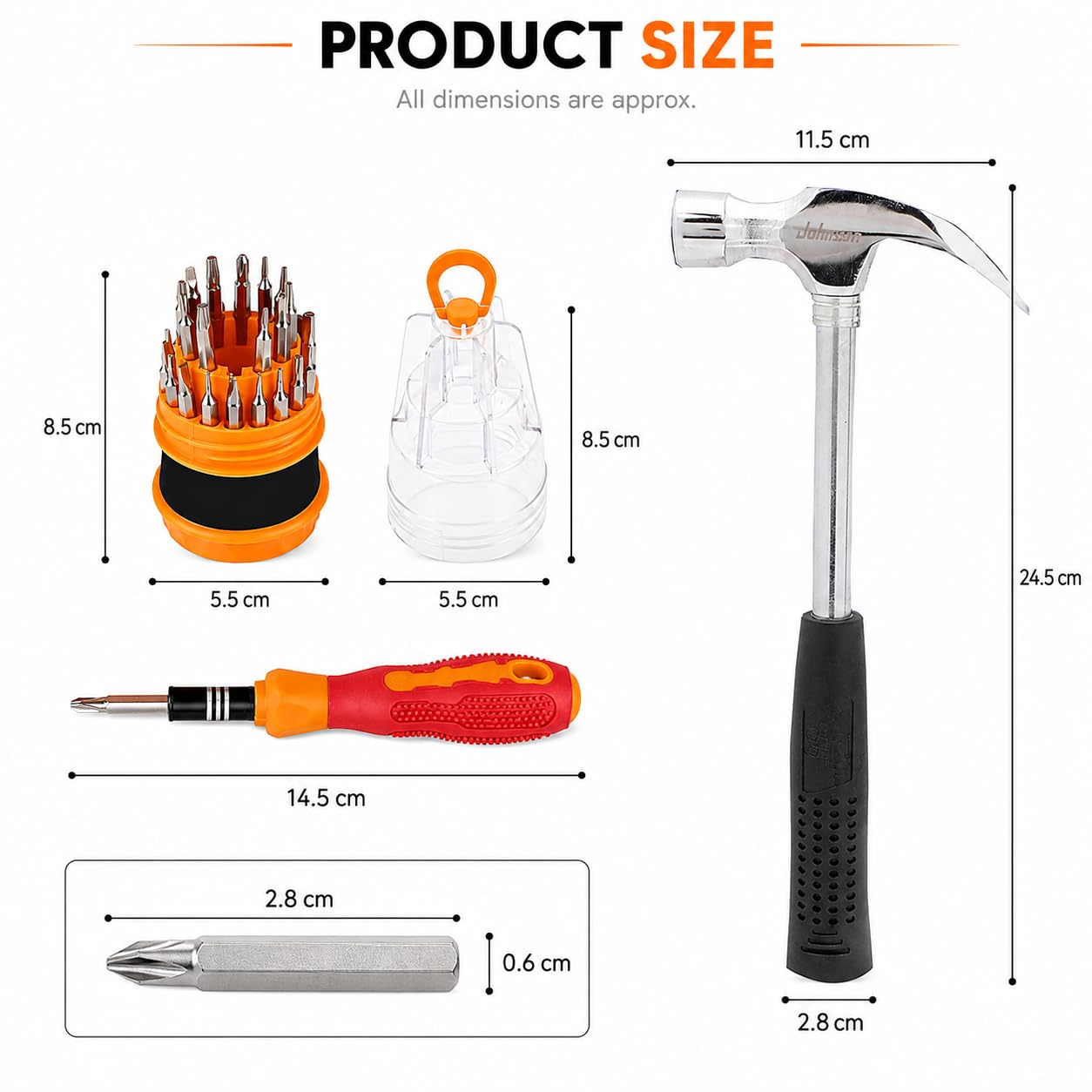 Sulfar Hand Tool Kit: Hammer & Screwdriver Combo -3