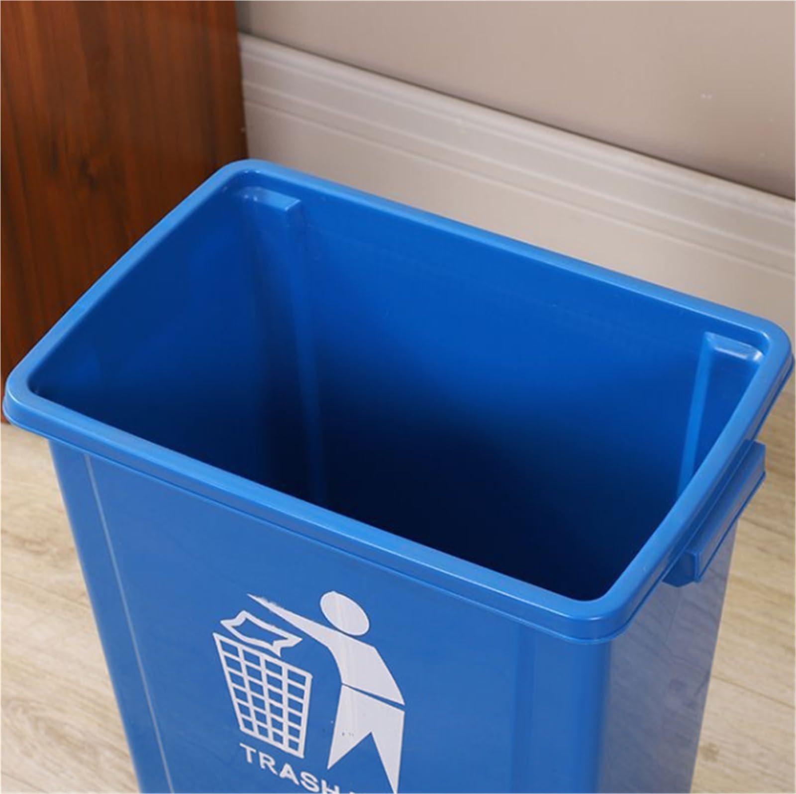 In Piedi Bidone Della Spazzatura Scoperto In Plastica For Esterni, Parco Commerciale, Centro, Scuola Cestino Da Esterno(Blue)