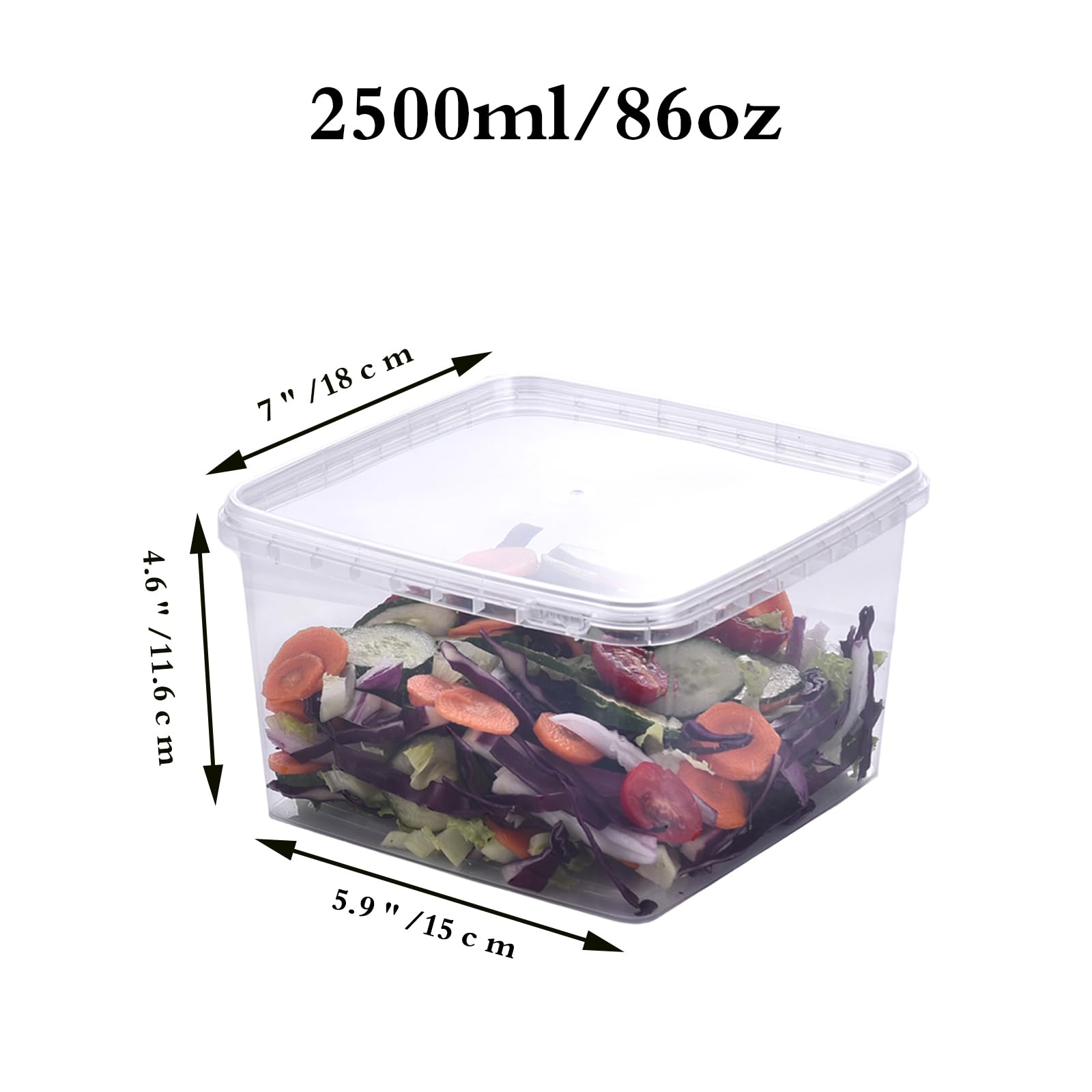 Eisbecher mit Deckel, manipulationssicher, BPA-frei, gefrier- und mikrowellengeeignet, wiederverwendbar, luftdicht, auslaufsicher, für Snacks, Delikatessen, Obst, Getränke, 2,5 l, 10 Stück