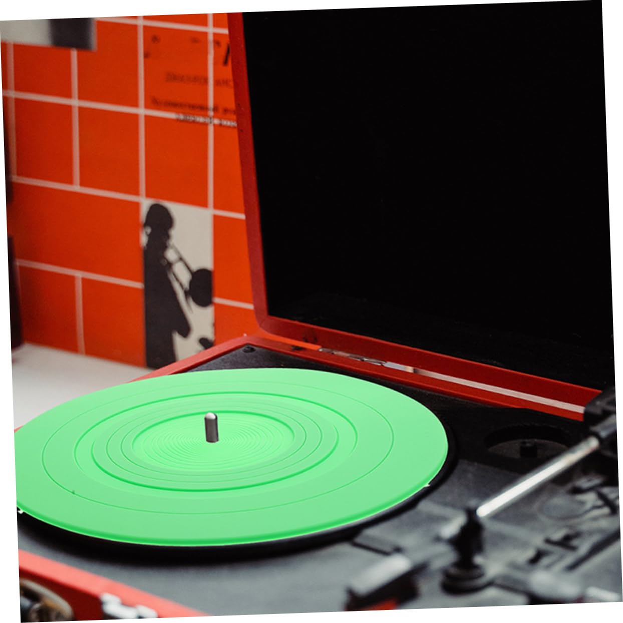 ERINGOGO 2piezas Tapete De Registro Para Tocadiscos De Vinilo Alfombrilla De Silicona Verde Suministros Para Mesas De Discos De Vinilo